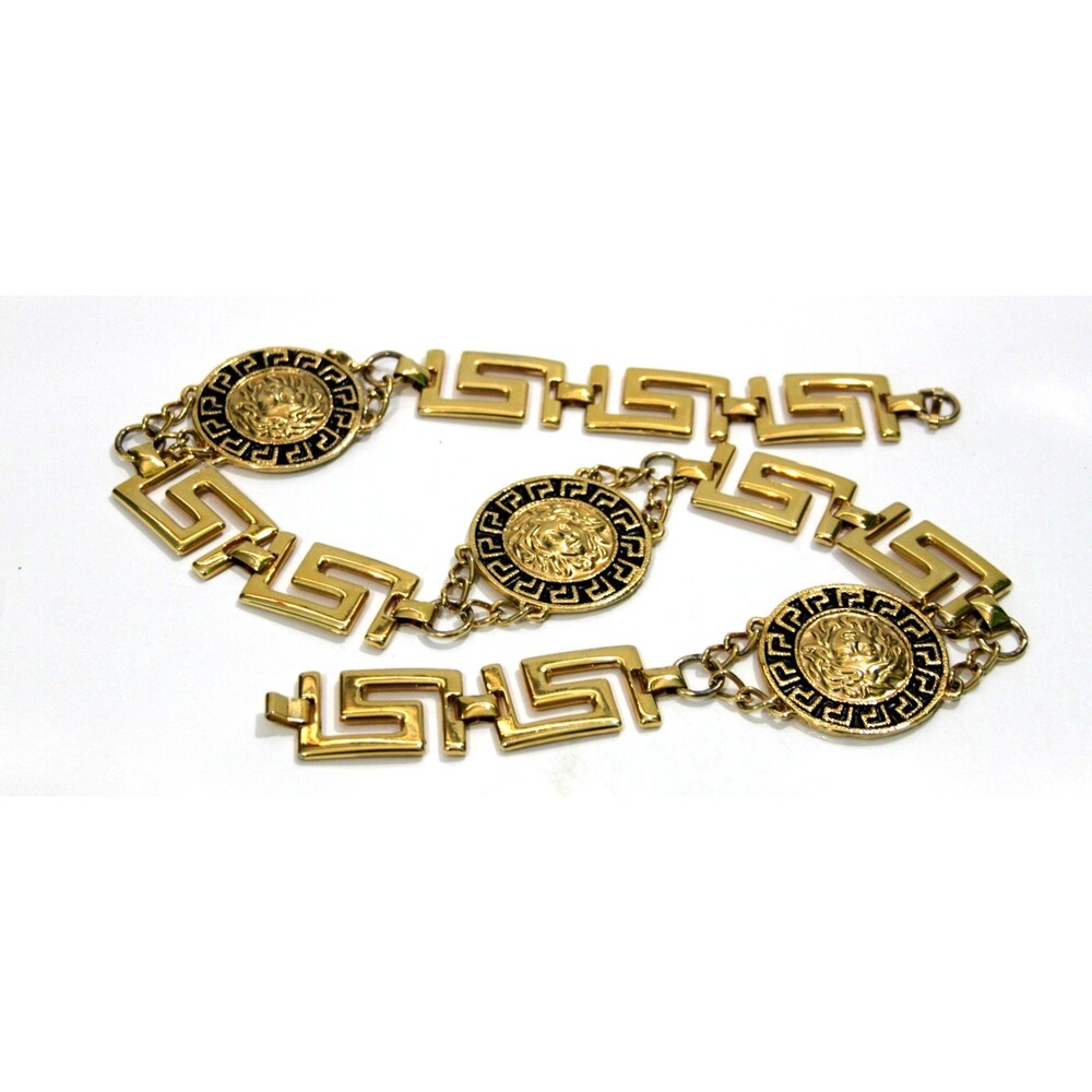 Gianni Versace Like Gold Tone Medusa Women's Chain Belt Designer Vintage Fashion - Picture 2 of 11
